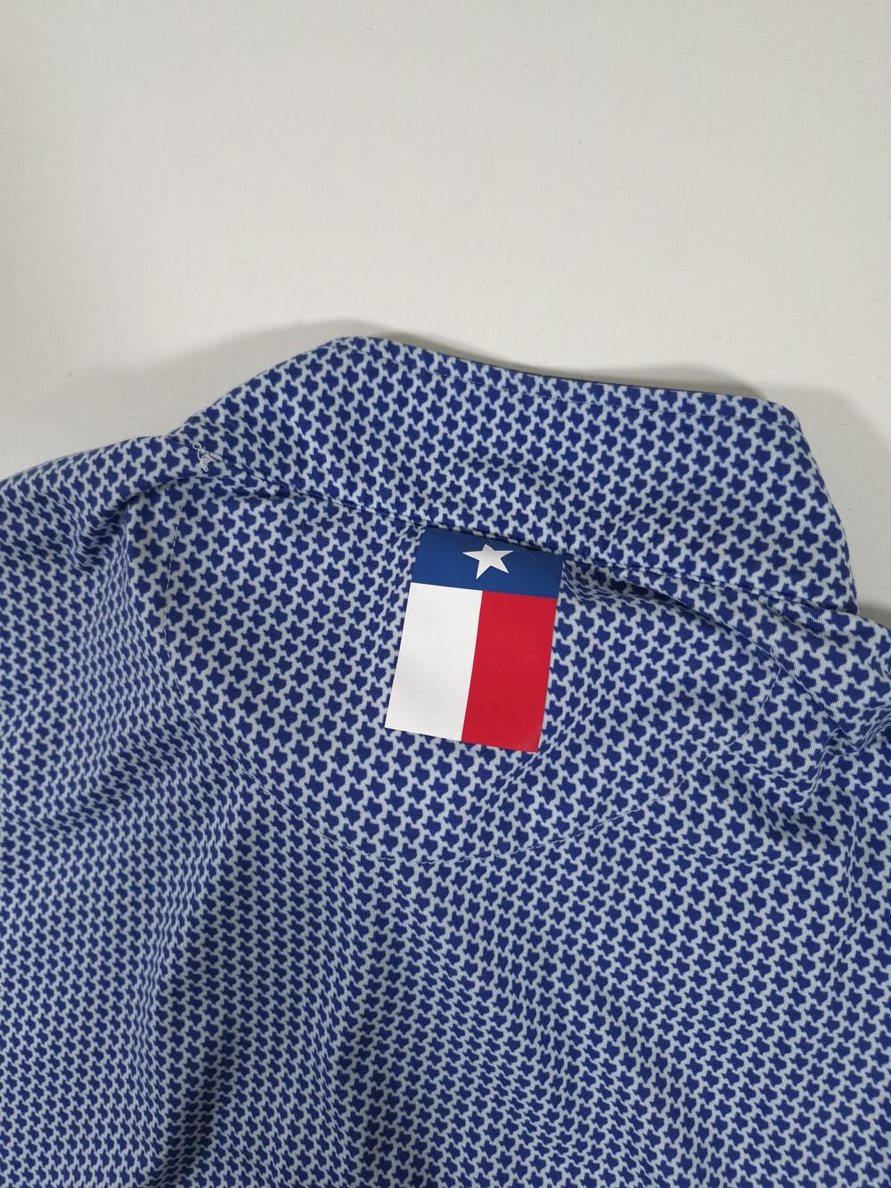 Rhoback Pullover Mens Performance 1/4 Zip Pullover Dont Mess Texas AOP Blue Sz L - Picture 5 of 10